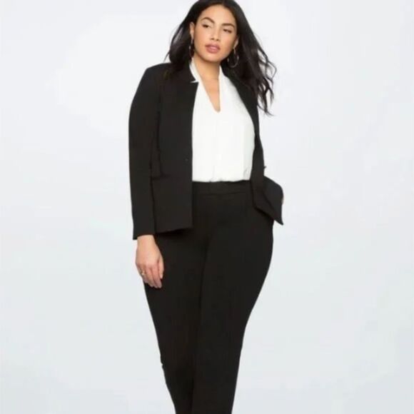 NWT Eloquii Women's The Ultimate Stretch Suit Pintuck Pant in Black Size 18S - Picture 1 of 11
